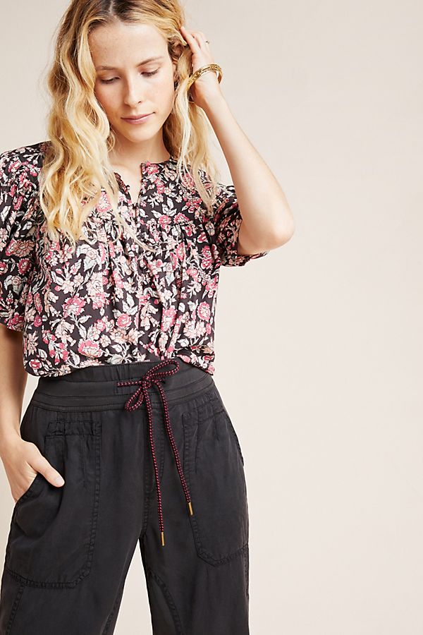 Slide View: 1: Charade Puff-Sleeved Poplin Blouse