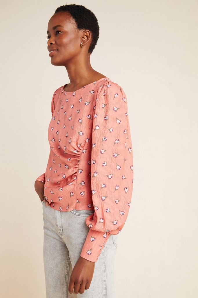 Rebecca Taylor Puff-Sleeved Silk Blouse | Anthropologie