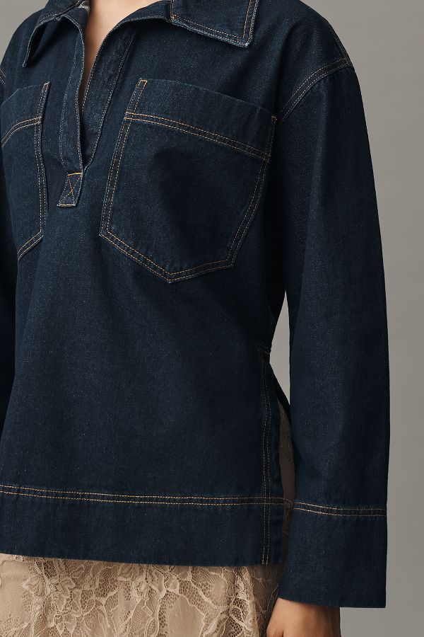 Slide View: 4: Shona Joy Rita Patch Pocket Denim Blouse