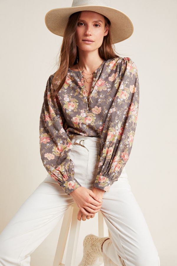 Abiona Geblumte Bluse Anthropologie De