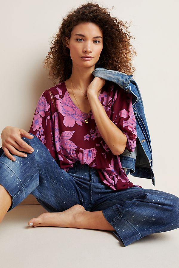 Slide View: 1: Beth Dolman-Sleeved Blouse