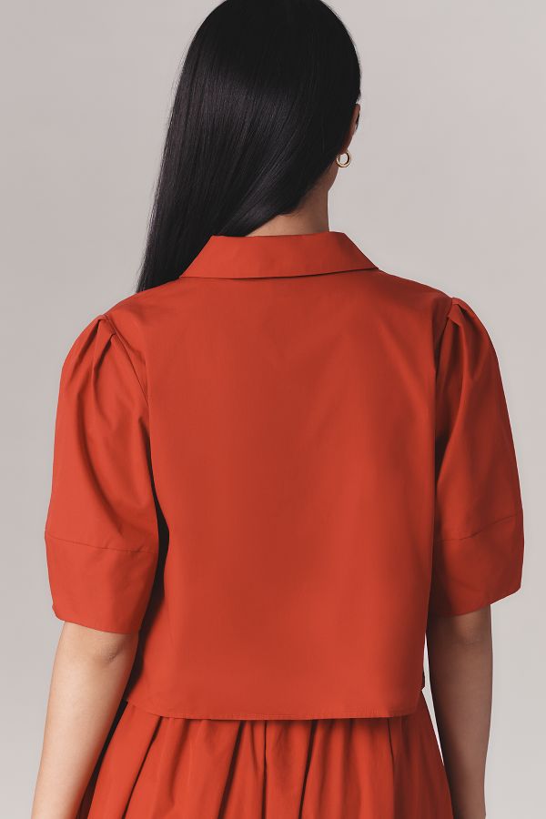 Slide View: 2: Maeve Lantern-Sleeve Blouse