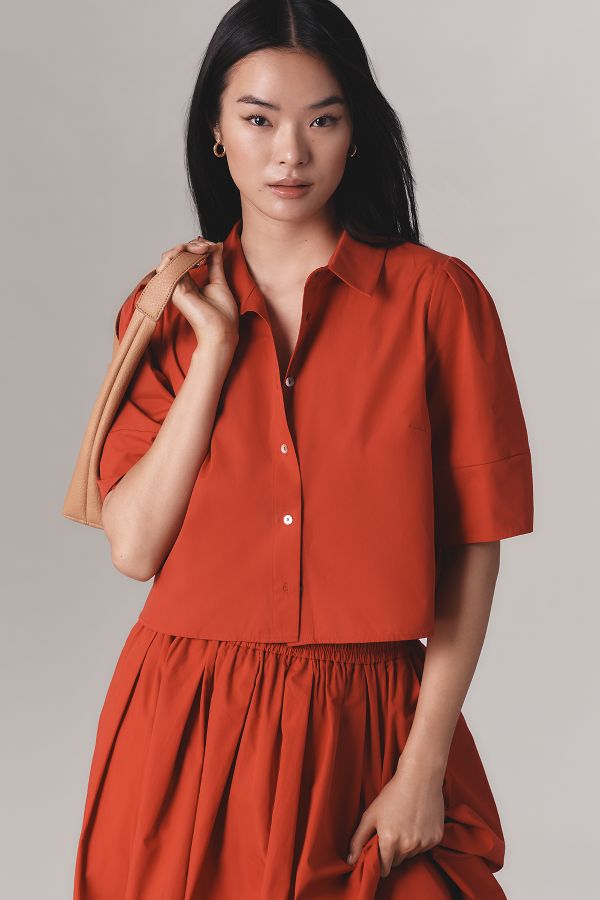 Slide View: 3: Maeve Lantern-Sleeve Blouse