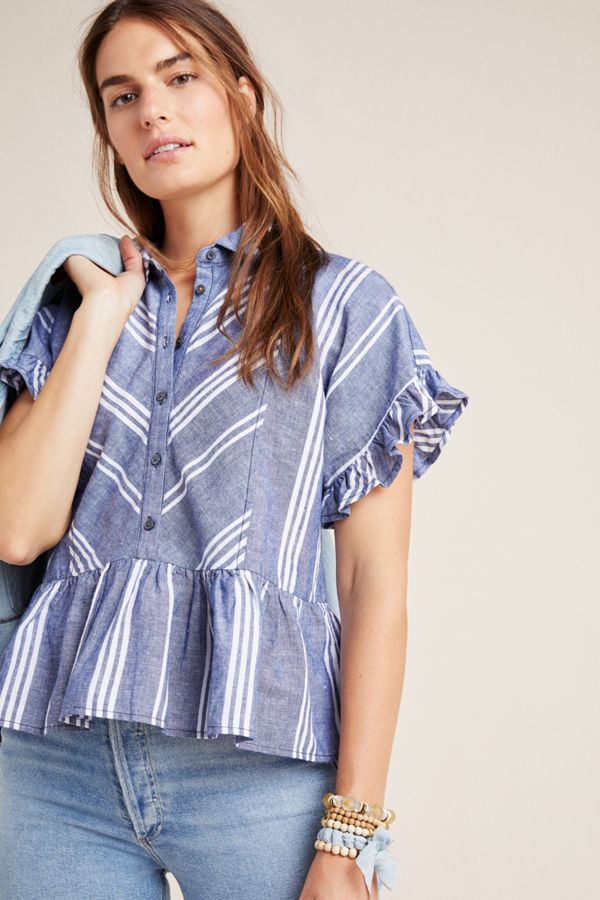 Allison Flounced Buttondown | Anthropologie