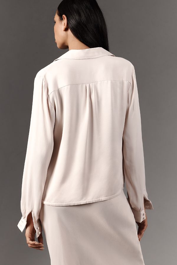 Slide View: 2: By Anthropologie Long-Sleeve Silky Top