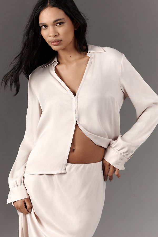 Slide View: 1: By Anthropologie Long-Sleeve Silky Top