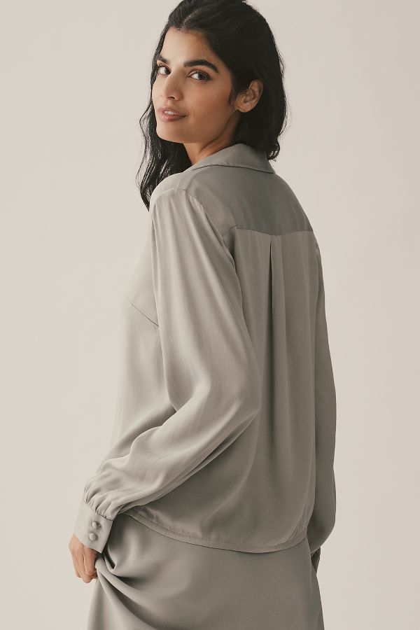 Slide View: 2: By Anthropologie Long-Sleeve Silky Top