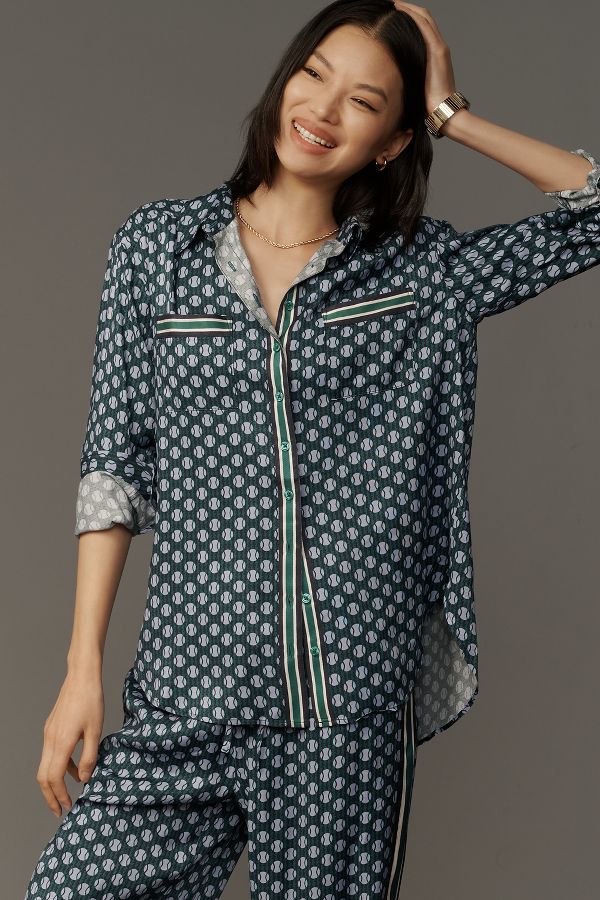 Slide View: 1: Maeve Silky Shirt Blouse