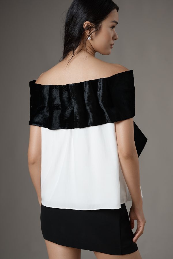 Slide View: 3: Mare Mare Colourblock Off-The-Shoulder Bow Top