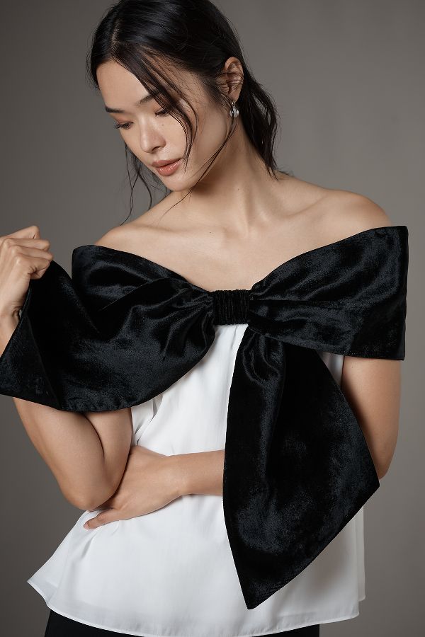 Slide View: 4: Mare Mare Colourblock Off-The-Shoulder Bow Top