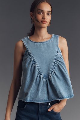 Camicetta in Denim Arricciata Mare Mare x Anthropologie