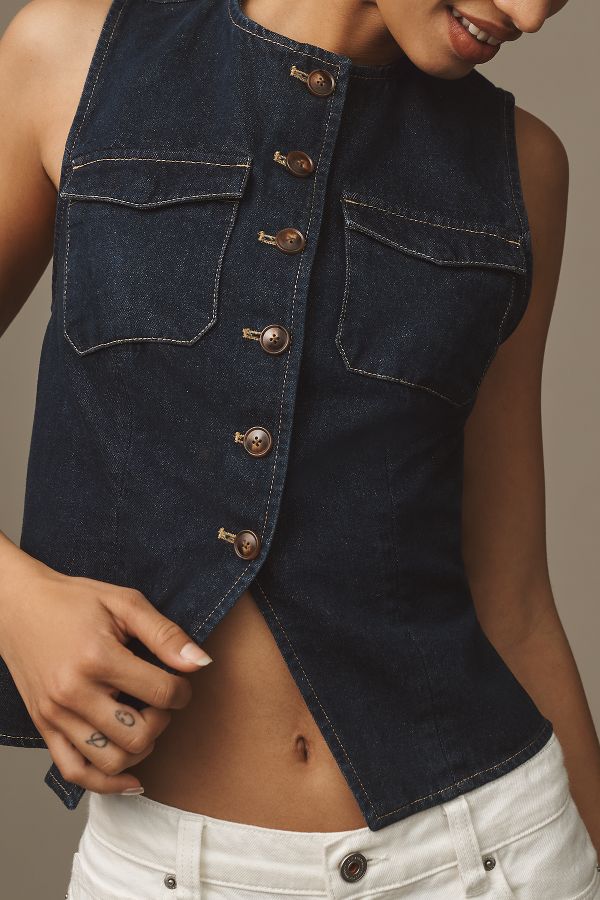 Slide View: 5: Mare Mare Tailored Denim Vest