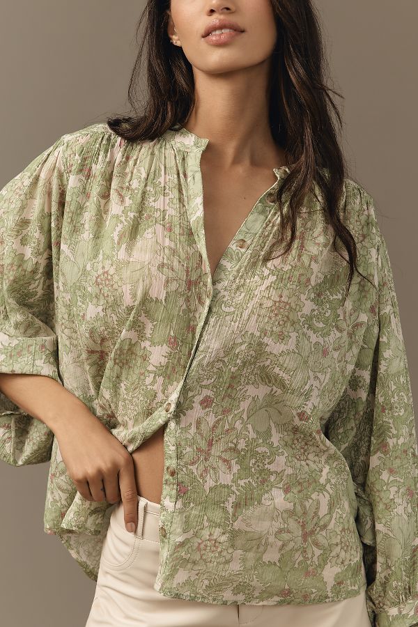 Slide View: 4: Pilcro Printed Batwing Blouse