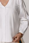 Thumbnail View 2: Universal Standard Plus Cotton Poplin V-Neck Blouse