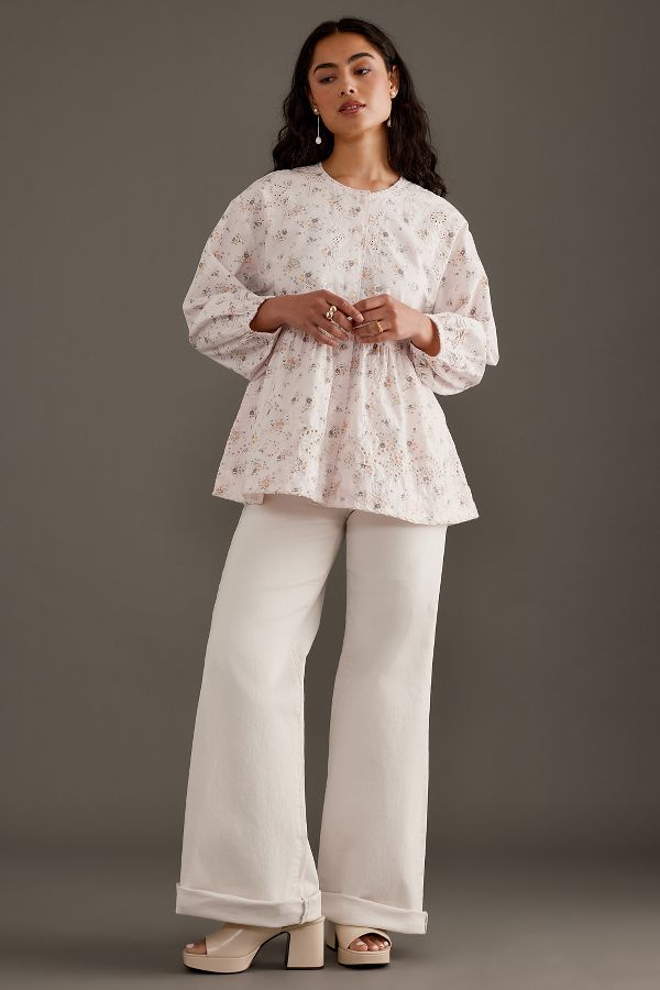 Slide View: 5: Blouse Gretchen Eyelet Damson Madder