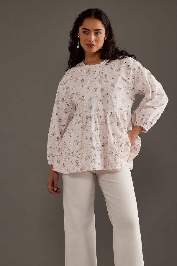 Slide View: 1: Blouse Gretchen Eyelet Damson Madder