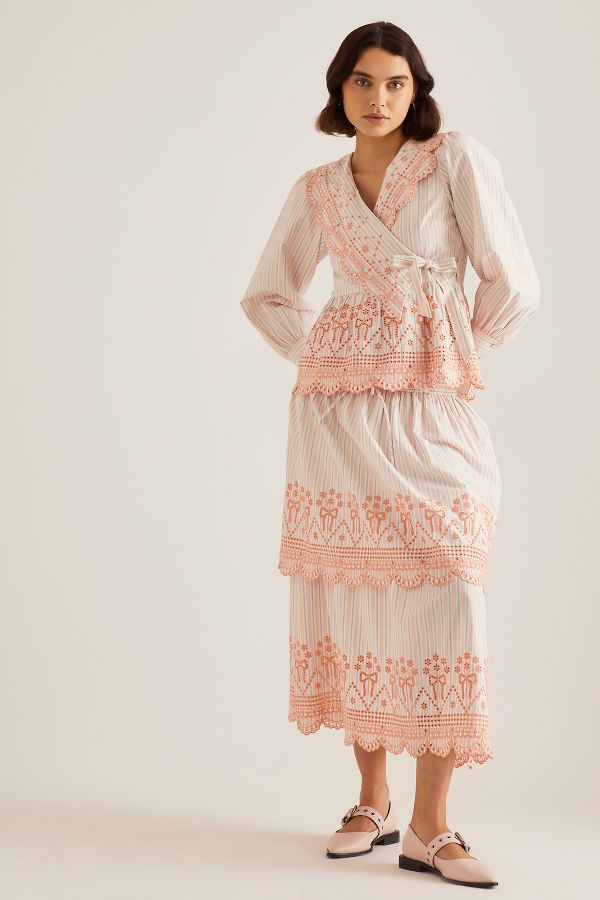 Slide View: 4: Damson Madder Anais Embroidered Wrap Blouse