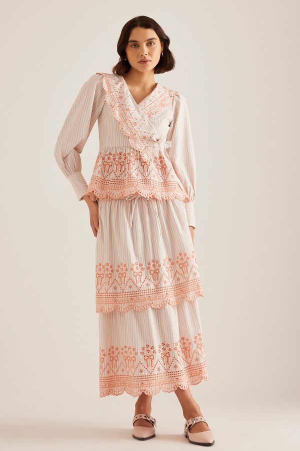 Slide View: 1: Damson Madder Anais Embroidered Wrap Blouse