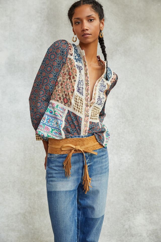 Pilcro Printed Patchwork Blouse | Anthropologie