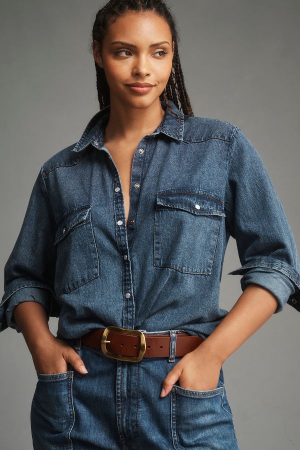 Slide View: 6: The Dannie Classic Denim Shirt by Pilcro ​