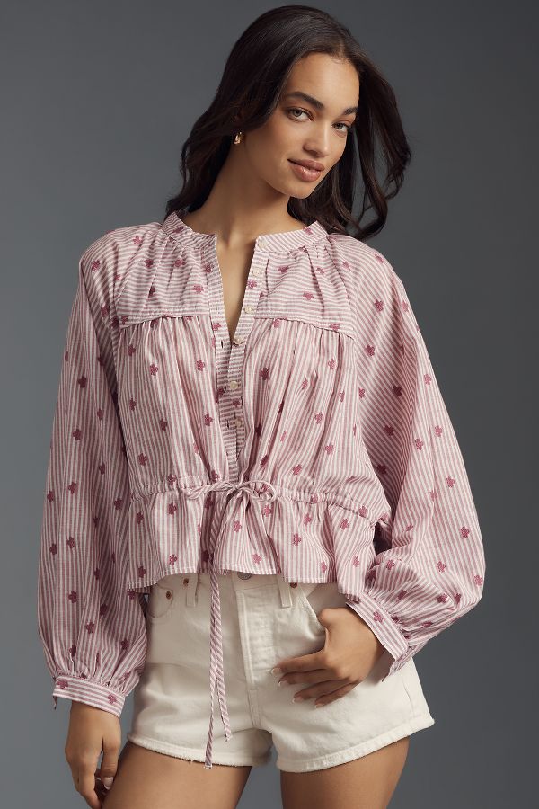 Slide View: 1: The Sidney Batwing Blouse by Pilcro: Cinched Waist Edition