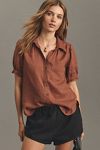 Thumbnail View 1: The Aly Puff-Sleeve Blouse by Pilcro: Linen Edition