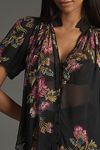 Thumbnail View 3: The Estela Sheer Printed Blouse: Short-Sleeve Edition