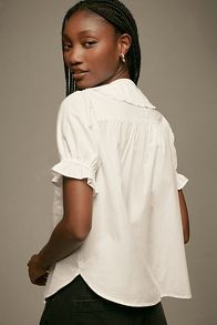 Slide View: 2: The Keira Collared Button-Front Blouse by Pilcro: Poplin Edition