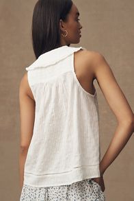 Slide View: 2: The Keira Collared Button-Front Blouse by Pilcro: Tank Edition