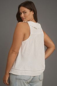 Slide View: 6: The Keira Collared Button-Front Blouse by Pilcro: Tank Edition