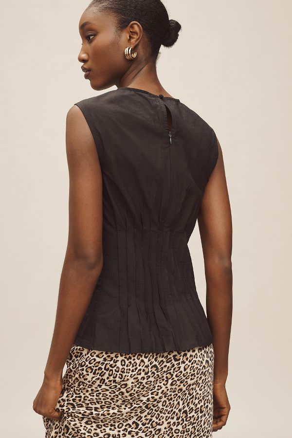 Slide View: 2: The Della Pleated-Waist Shell Top by Anthropologie