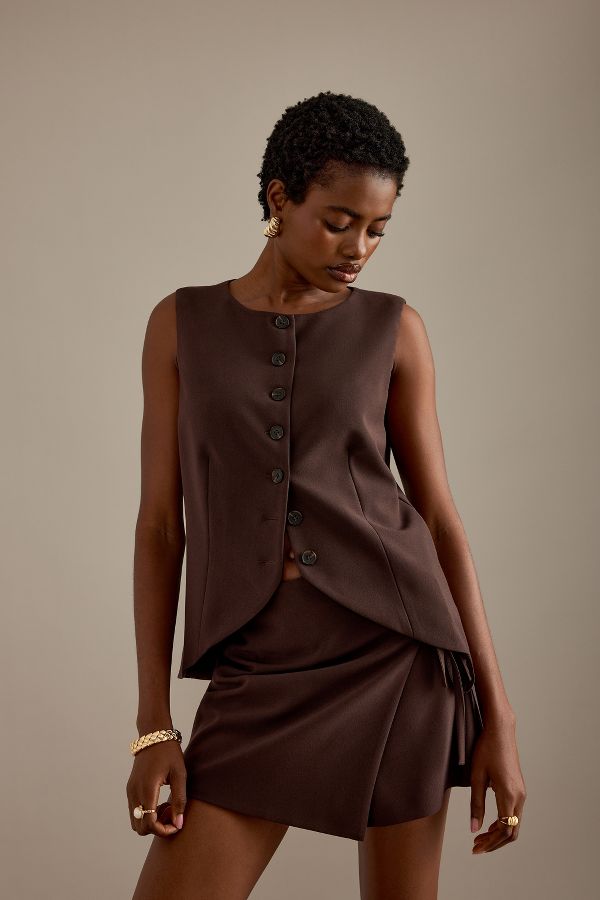 Slide View: 1: Tailored Button-Front Waistcoat