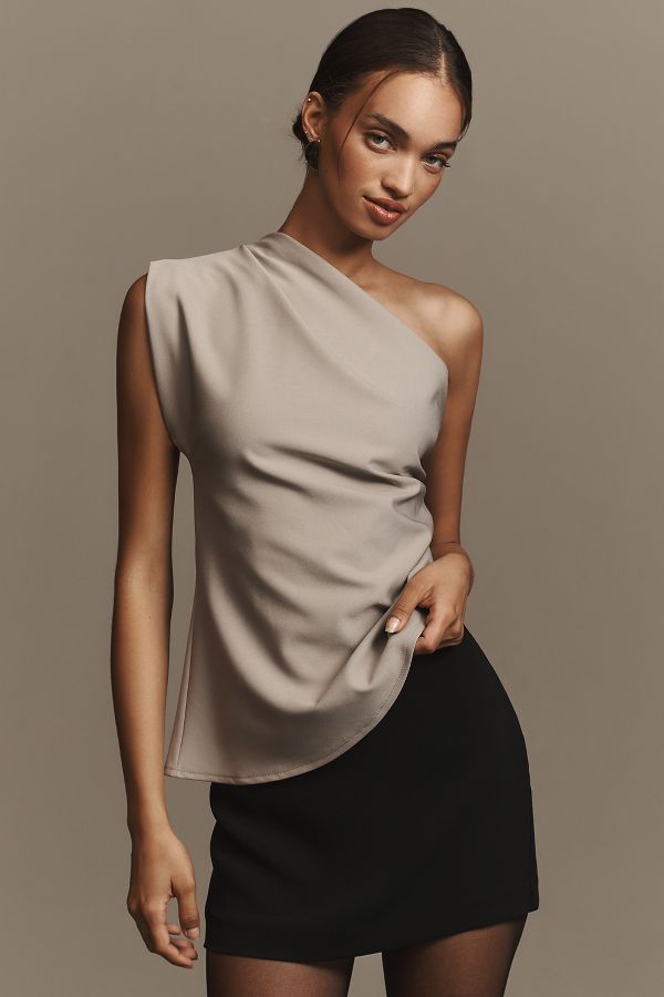 Slide View: 1: By Anthropologie Asymmetrical Draped Shell Top