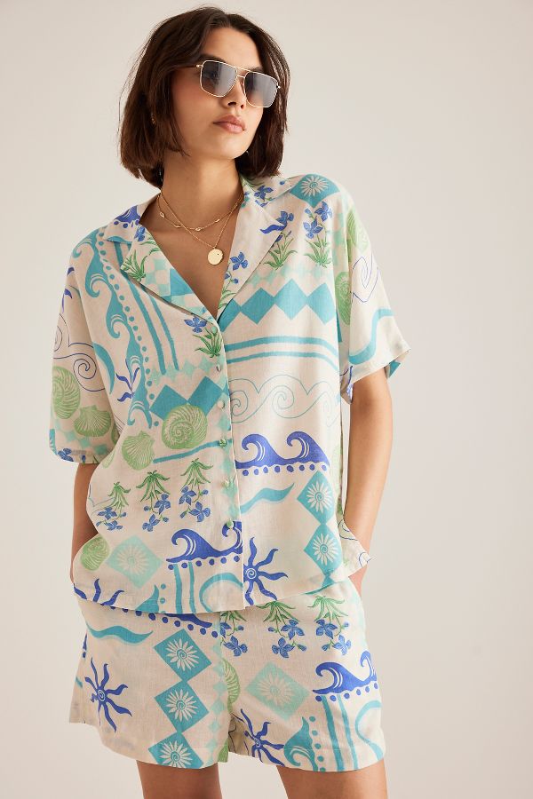 Slide View: 1: Nobody's Child Rhian Short-Sleeve Printed Shirt