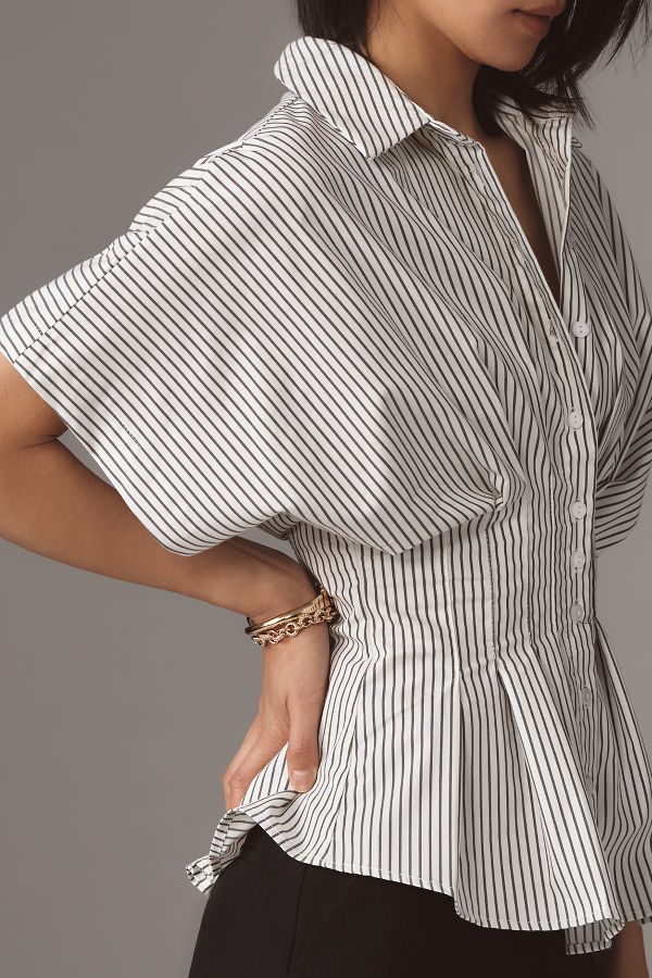 Slide View: 4: The Tobie Pleated Blouse by Exquise