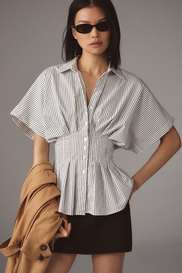 Slide View: 1: The Tobie Pleated Blouse by Exquise