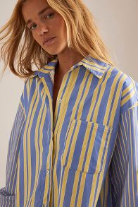 Slide View: 5: LAAGAM Caos Stripe Oversized Poplin Shirt