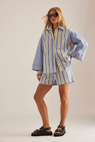 Slide View: 3: LAAGAM Caos Stripe Oversized Poplin Shirt