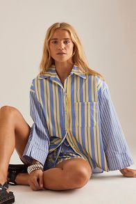 Slide View: 4: LAAGAM Caos Stripe Oversized Poplin Shirt