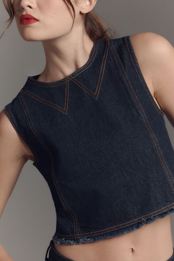 Slide View: 3: Baum und Pferdgarten Madi Denim Sleeveless Blouse