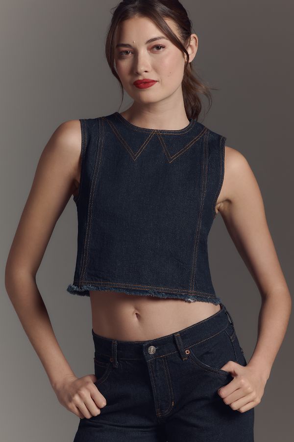 Slide View: 1: Baum und Pferdgarten Madi Denim Sleeveless Blouse