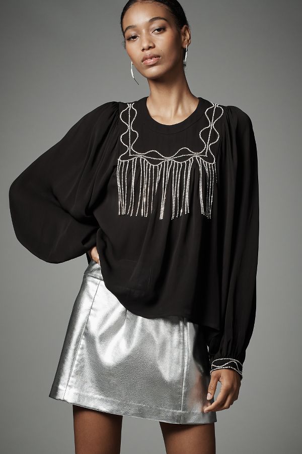 Slide View: 1: Ollari Rhinestone-Embellished Blouse