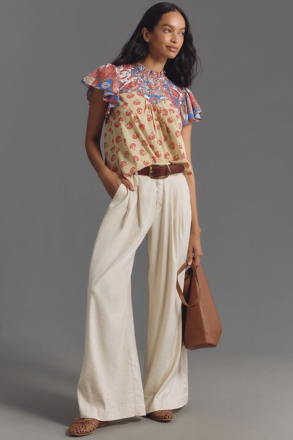 Slide View: 3: Farm Rio Ruffle-Sleeve Printed Blouse