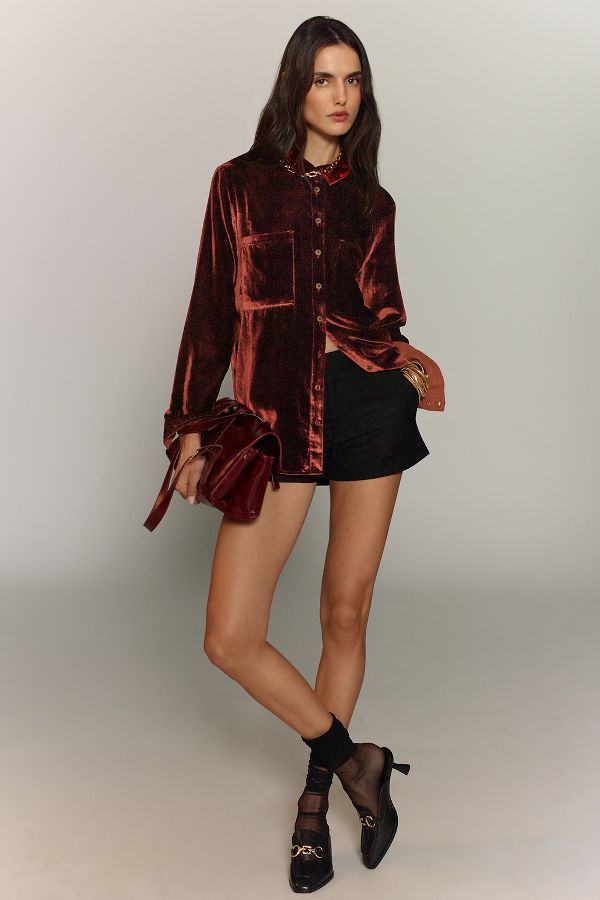 Slide View: 6: The Hadley Relaxed Buttondown Shirt by Pilcro: Velvet Edition