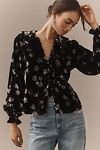 Thumbnail View 1: The Keira Collared Button-Front Blouse by Pilcro: Long-Sleeve Velvet Edition