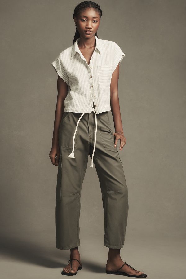 Slide View: 3: Pilcro Linen Wedge Cropped Blouse