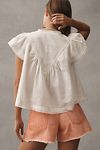 Thumbnail View 2: By Anthropologie Short-Sleeve Smocked Linen-Blend Blouse