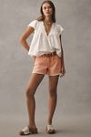 Thumbnail View 4: By Anthropologie Short-Sleeve Smocked Linen-Blend Blouse