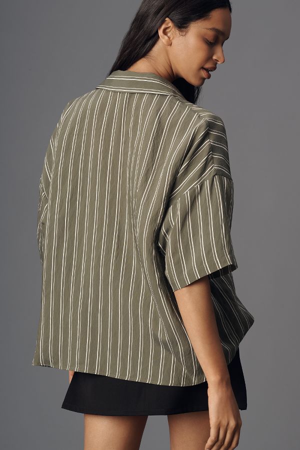 Slide View: 2: The Dylon Short-Sleeve Wide-Placket Top: Striped Edition