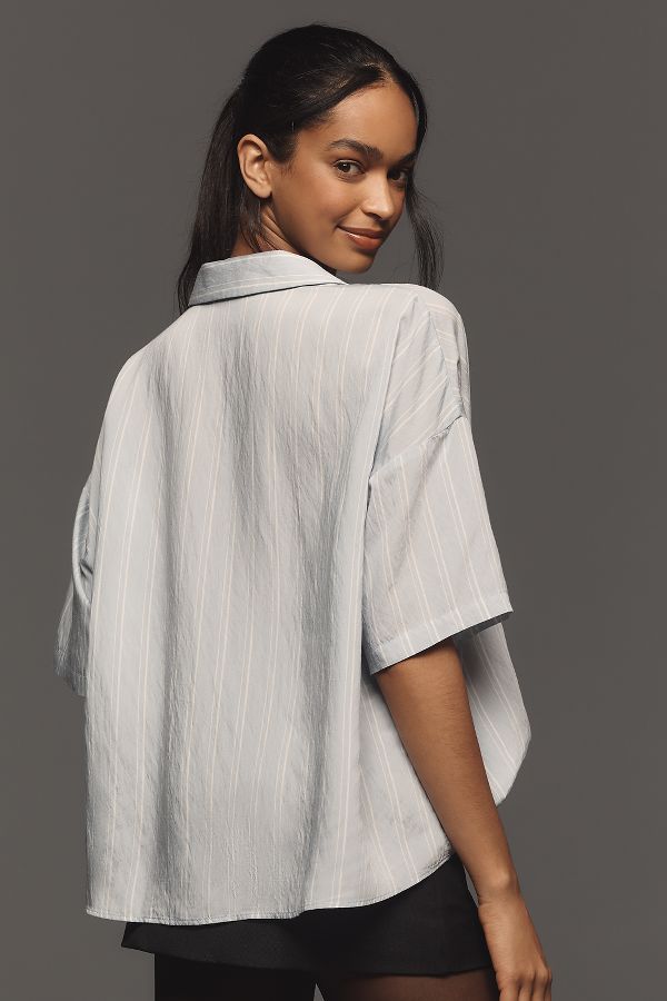 Slide View: 2: The Dylon Short-Sleeve Wide-Placket Top: Striped Edition